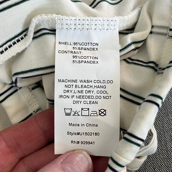 Suzanne Betro Weekend Green Stripe Short Sleeve Oversized Tunic Top Small NWT - Picture 12 of 14